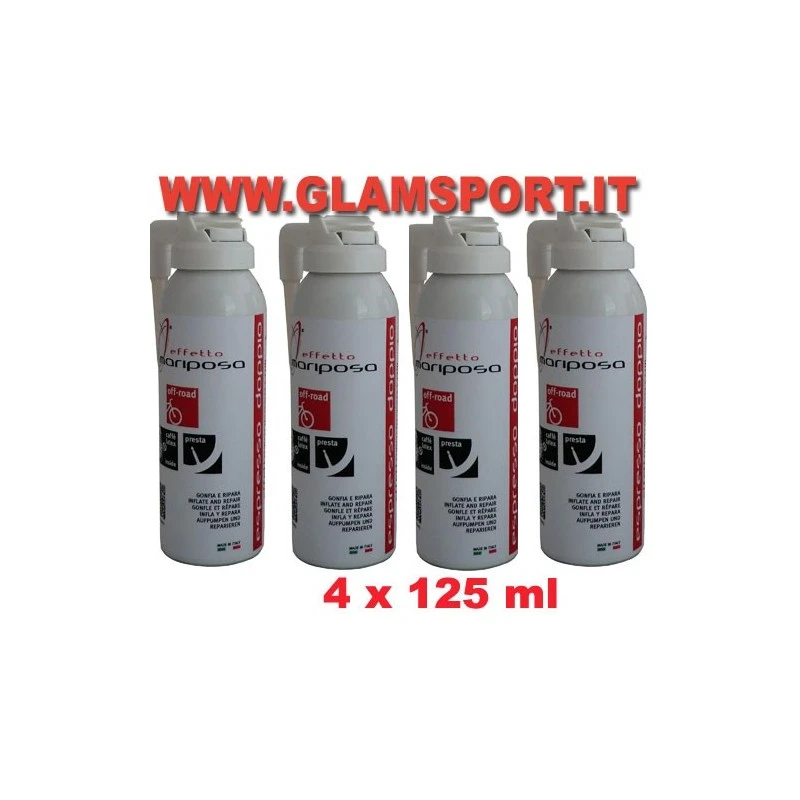 KIT 4 Gonfia E Ripara Tubeless EFFETTO MARIPOSA ESPRESSO Doppio 4X 125 Ml 2 KIT 4 Gonfia E Ripara Tubeless EFFETTO MARIPOSA ESPRESSO Doppio 4X 125 Ml - immagine 2